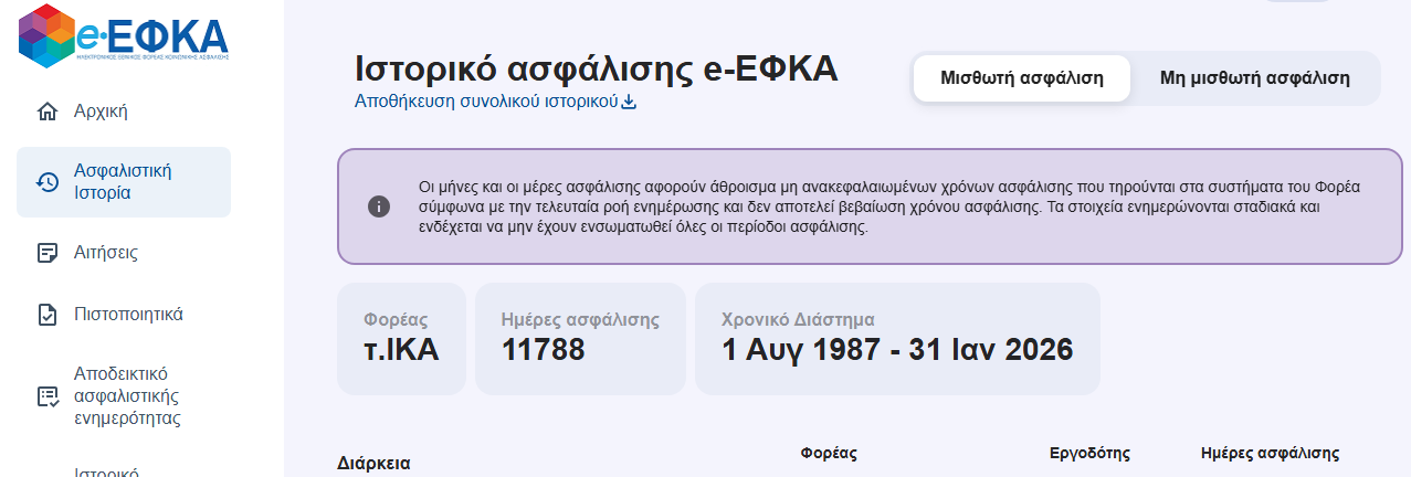 Ιστορικό Ασφάλισης